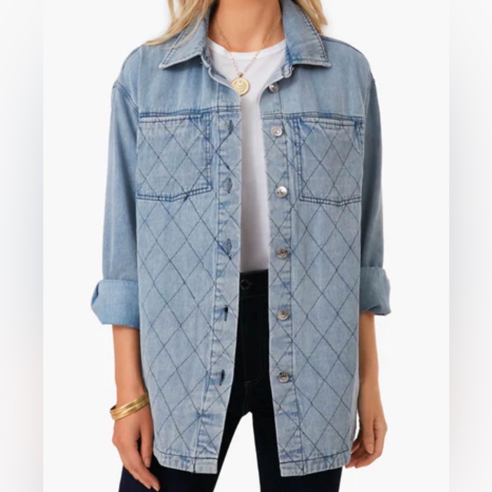 Steve Madden Light Blue Oversized Lennon Shacket